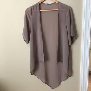 Taupe Hi-Lo Kimono Style Cardigan